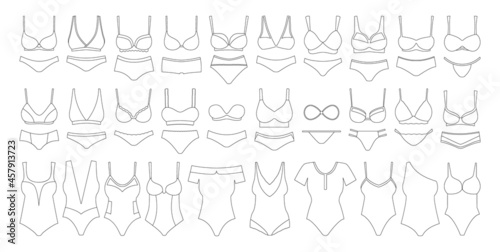 Underwear outline set icon.Vector illustration illustration lingerie on white background .Outline vector set icon underwear.