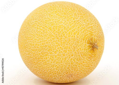 Yellow cantaloupe melon isolated on white background.