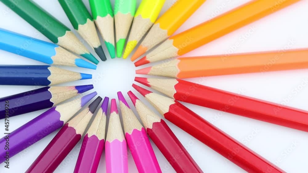 Bright colored pencils rotating around Bright colored pencils rotating around
