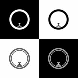 Set Bicycle wheel icon isolated on black and white background. Bike race. Wheel tire air. Sport equipment. Vector