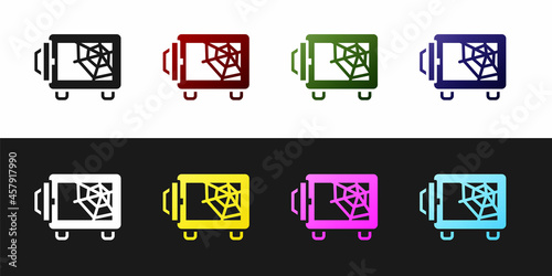 Set Safe icon isolated on black and white background. The door safe a bank vault with a combination lock. Reliable Data Protection. Vector