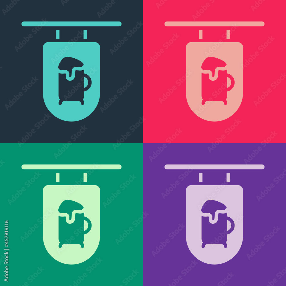 Pop art Street signboard with inscription Bar icon isolated on color background. Suitable for advertisements bar, cafe, restaurant. Vector Pop art Street signboard with inscription Bar icon isolated on color background. Suitable for advertisements bar, cafe, restaurant. Vector