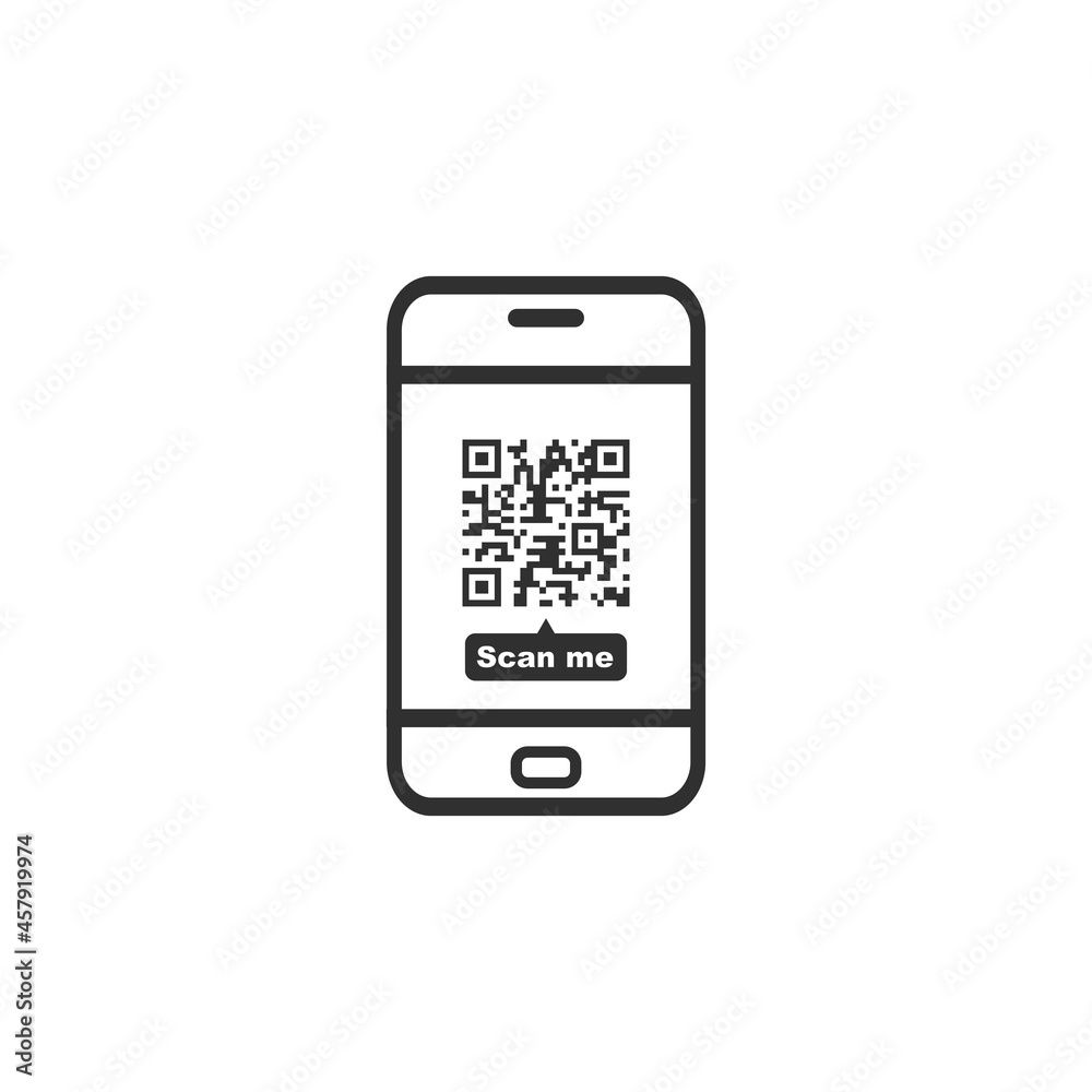 Smartphone with QR code icon.Vector illustration isolated on white background.Eps 10.