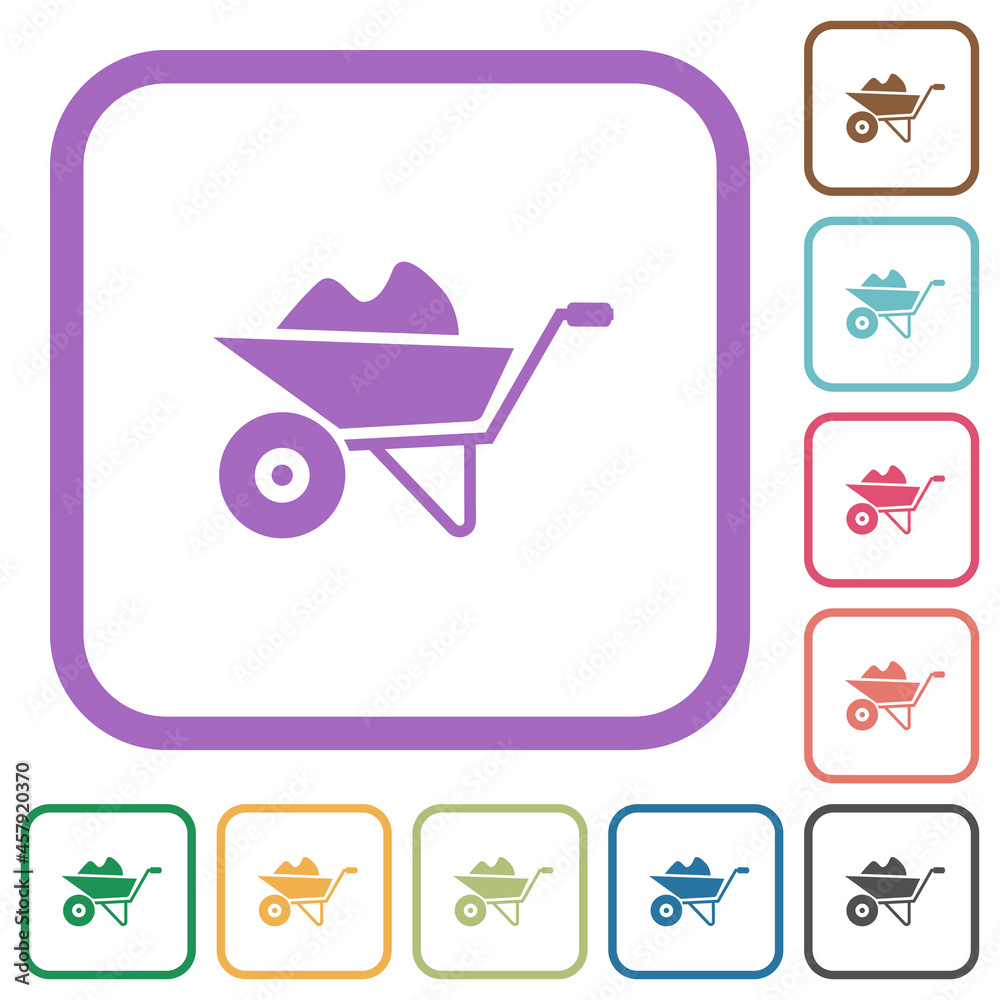 Packed wheelbarrow simple icons