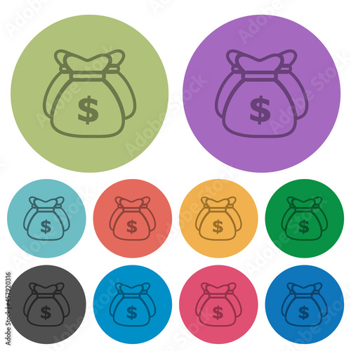 Three Dollar bags outline color darker flat icons