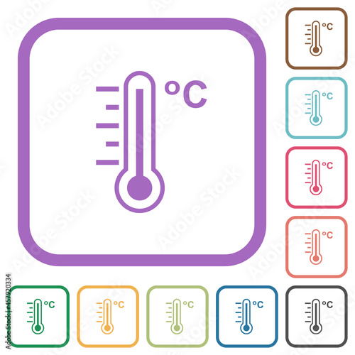 Celsius thermometer warm temperature simple icons