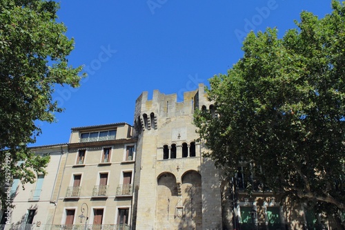 Beautiful ancient French city in Aix En Provence, old historic building in the historical center of the city.