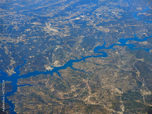 Zezere and Tagus river in Portugal. Aerial view photo