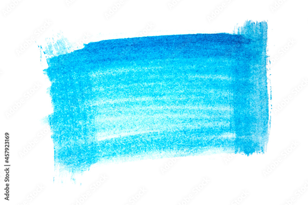 Blue rectangular stain of watercolor paint isolated on white. Background for text. Illustration