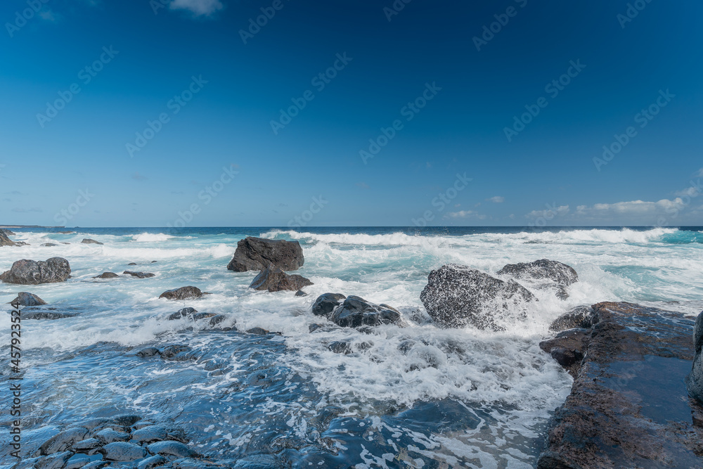 Seascape. Waves beating against the rocks on   El Hierro island. Canary Islands