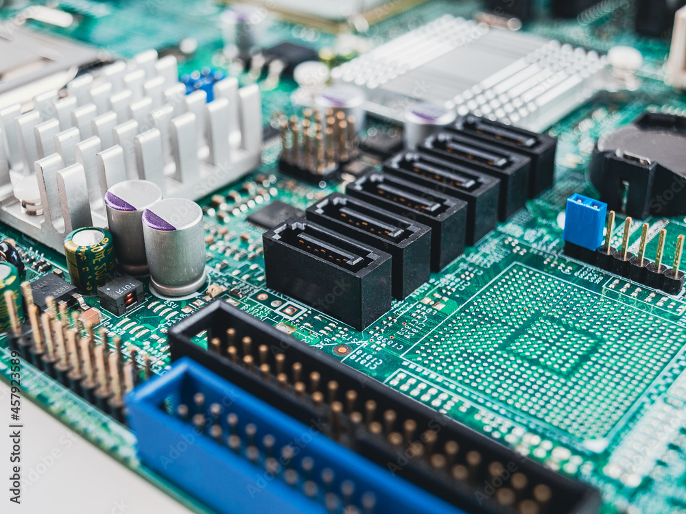 connectors of SATA ports for connecting data drives hard disks or SSD