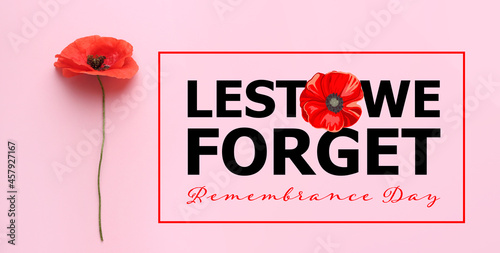 Red poppy flower on color background. Remembrance Day in Canada photo