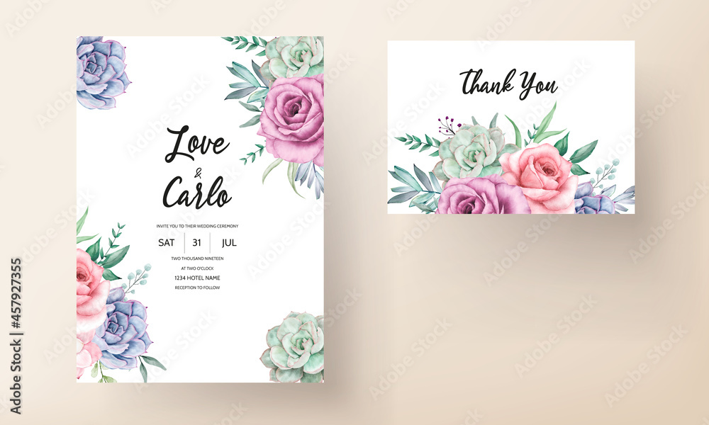 beautiful watercolor floral wreath wedding  invitation card