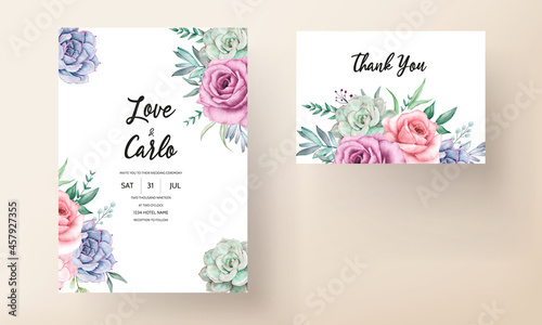 beautiful watercolor floral wreath wedding invitation card