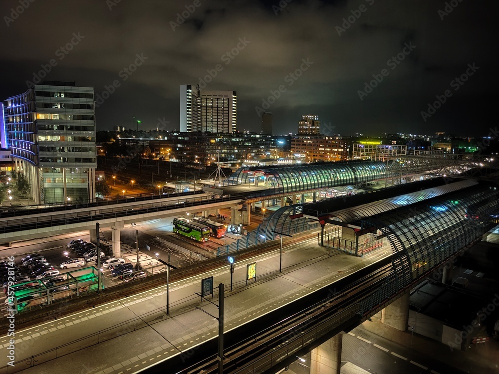 Obraz premium Amsterdam, Netherlands - September, 2021 - Sloterdijk Station. Train and metro central stations.