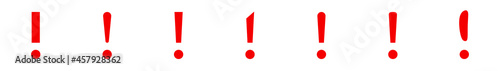 Conjunto de icono de signo de exclamación o admiración. Concepto de expresión. Ilustración vectorial, estilo silueta rojo