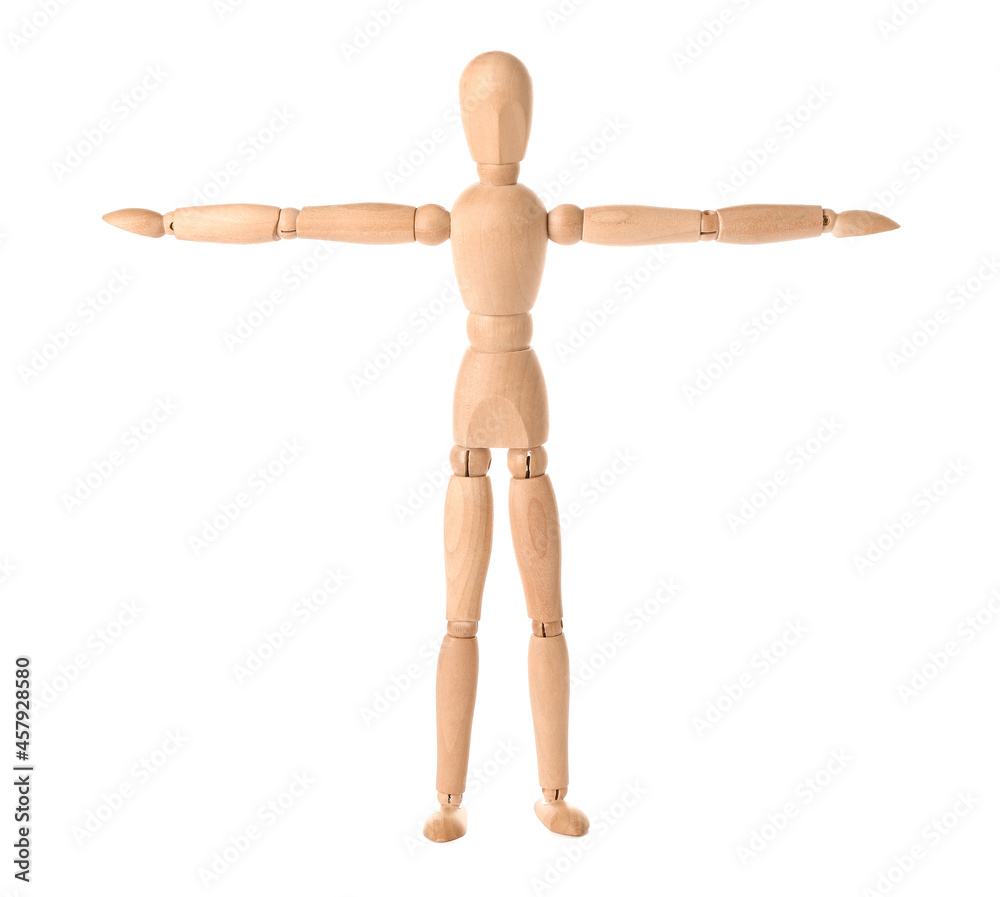 Wooden mannequin isolated on white background Wooden mannequin isolated on white background