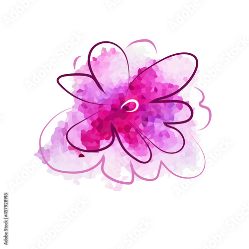 Beautiful pink watercolor flower. Vector illustration
