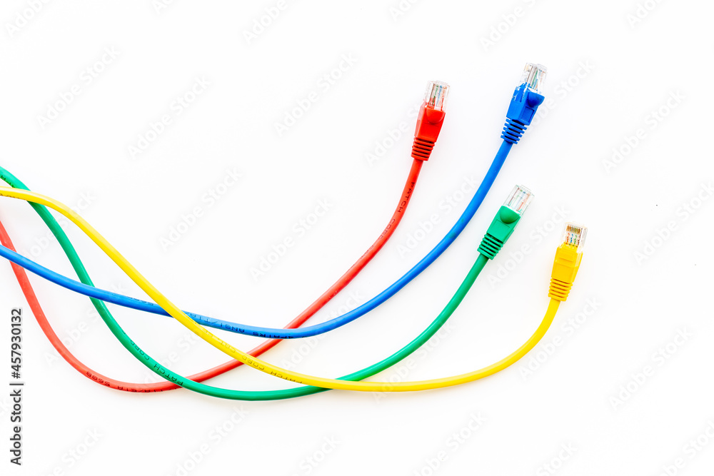 Multicolored computer cables and internet wires Multicolored computer cables and internet wires