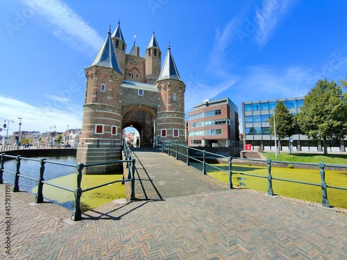 The city gate do Amsterdam in Haarlem city, Netherlands. Amsterdamse Poort Holland