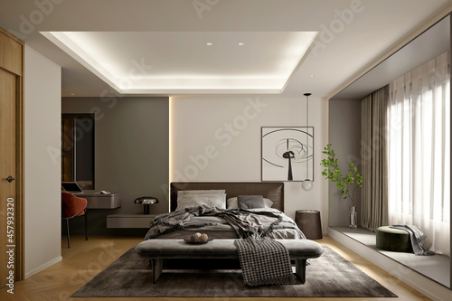 3d render of hotel room
