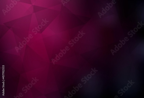 Dark Pink vector shining triangular backdrop.