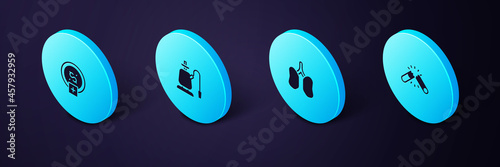 Set Isometric Broken cigarette, Lungs, Hookah and Stop smoking, money saving icon. Vector