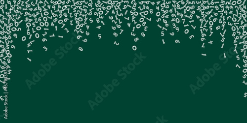 Falling handdrawn chalk numbers. Math study concept with flying digits. Outstanding back to school mathematics banner on blackboard background. Falling numbers vector illustration.