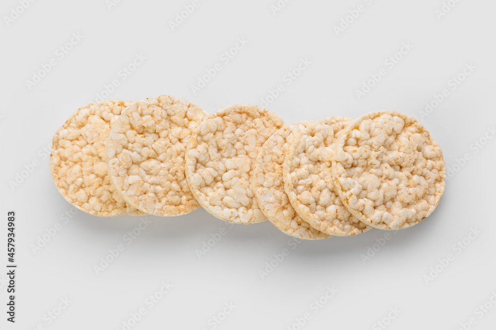 Crispy rice crackers on white background Crispy rice crackers on white background