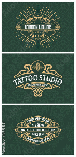 Set of 3 vintage labels for packing