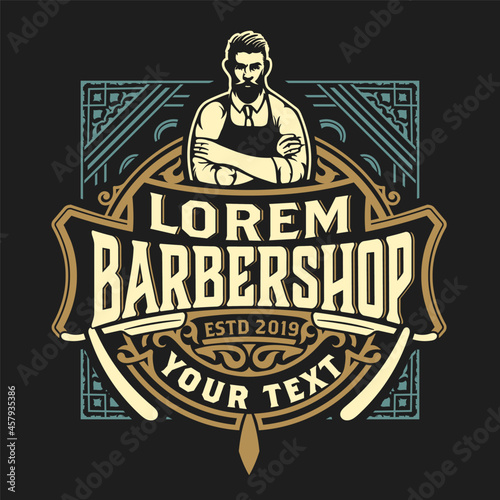 Vintage Barbershop label in vintage style