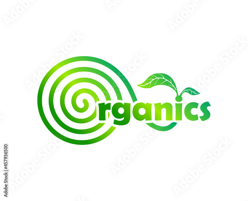 Organic, natural product logo or label. Element for packaging and menu designs . Handwritten lettering, calligraphy vector illustration