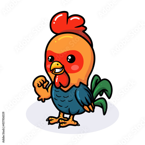 Cute strong little rooster cartoon © frescostudio