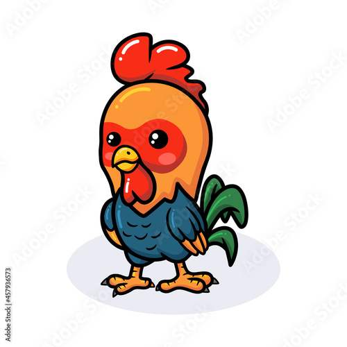 Cute happy little rooster cartoon © frescostudio