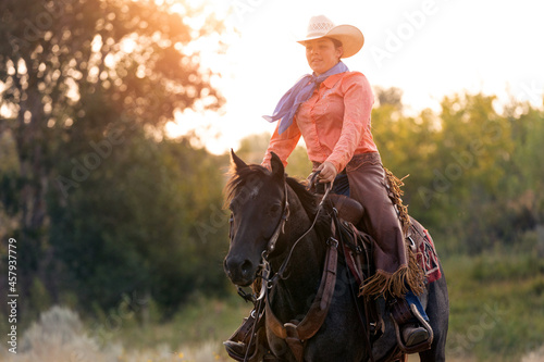 Wyoming Cowgirl at Sunrise