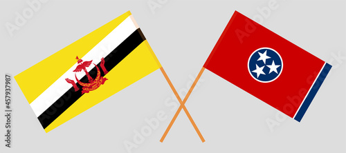 Free Download Crossed flags of Brunei and the State of Tennessee. Official colors. Correct proportion - GFXLoad
