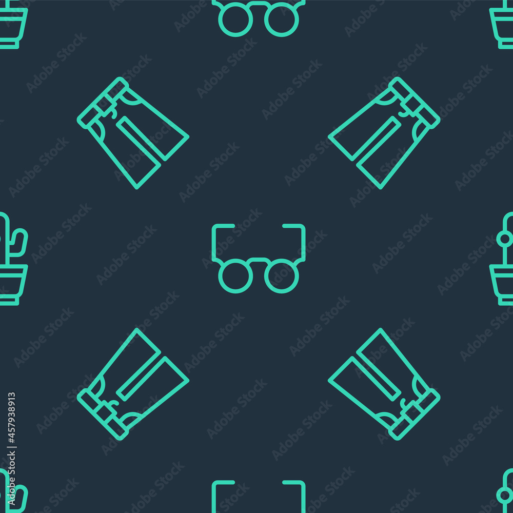 Set line Glasses, Jeans wide and Cactus on seamless pattern. Vector Set line Glasses, Jeans wide and Cactus on seamless pattern. Vector