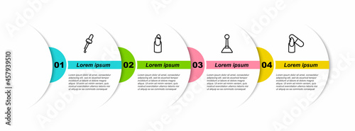 Set line Pipette with oil, Broken nail, Milling cutter for manicure and Nail file. Business infographic template. Vector