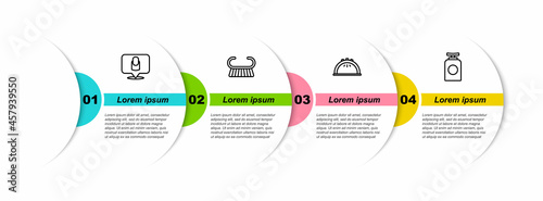 Set line Manicure, Pedicure brush or grater, lamp and Tube of hand cream. Business infographic template. Vector