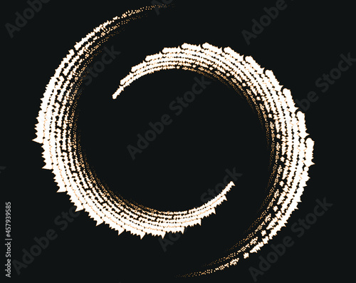  abstract black halftone dots.white halftone dots in vortex form. Geometric art. Trendy design element.Circular and radial lines volute, helix.Segmented circle with rotation