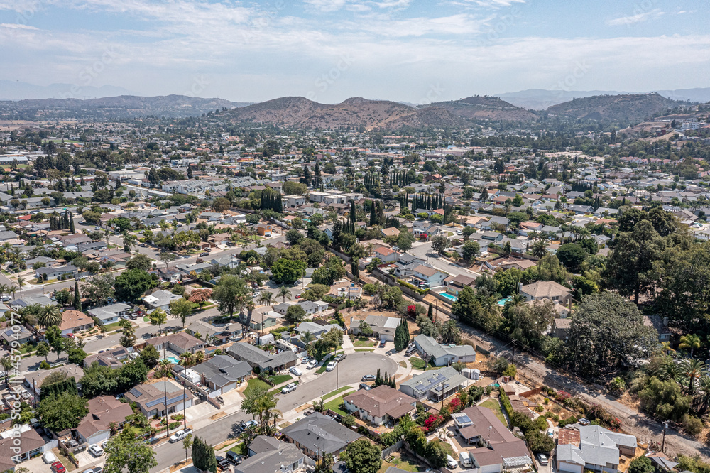 Aerial view of a California neighborhood