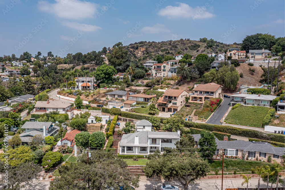 Aerial View of a Suburban Mediterranean or Southern California Community