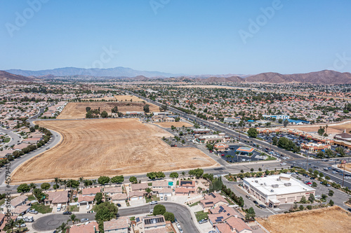 Aerial view of a newly developing desert community 