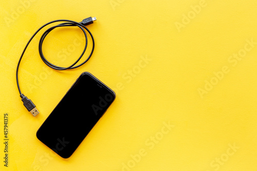Smartphone with usb cable for charging and cord charger