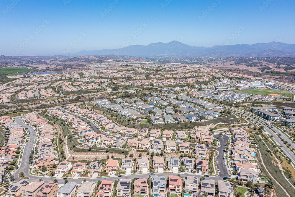 Aerial view of master planned Southern California community.  