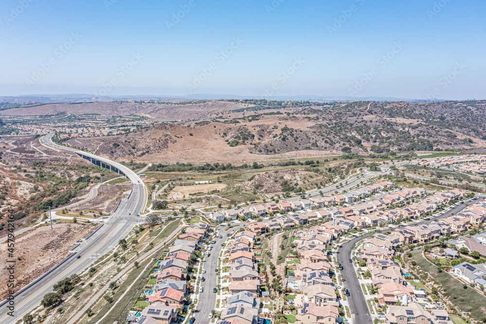 Aerial view of master planned Southern California community.  