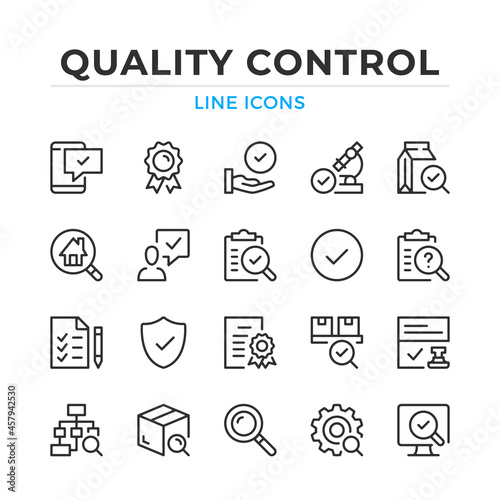 Quality control line icons set. Modern outline elements, graphic design concepts, simple symbols collection. Vector line icons