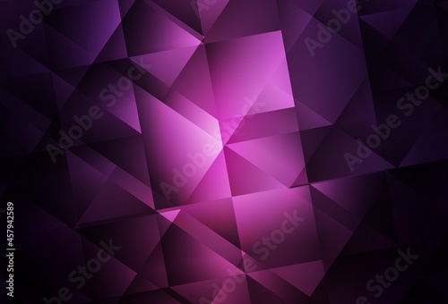 Dark Purple vector shining triangular backdrop.