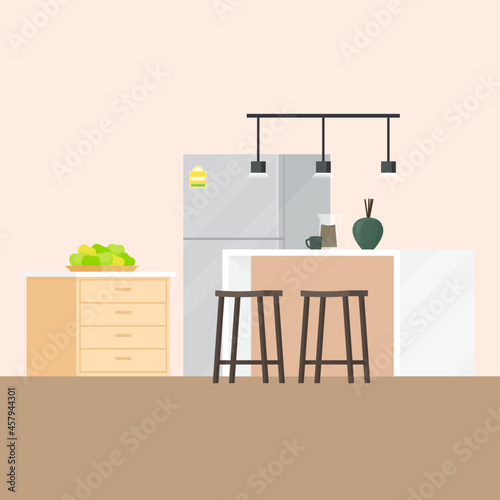 kitchen interiors modern design flat illustration vector