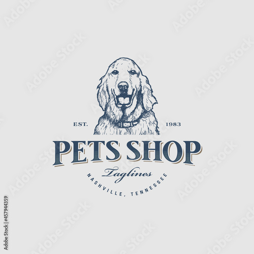 Classic hand drawn a dog logo.